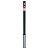 Barrier post | Black - Line |  60 mm | removable | self-engaging lock, incl. base rosette, | with hot-dip galvanized ground sleeve, approx. 400 mm below ground | with Euro profile cylinder lock and three keys